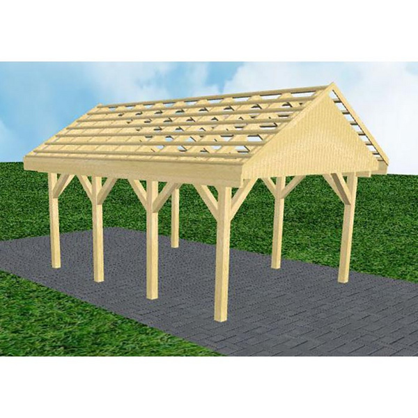 Carport Meldorf KO Classic Satteldach, ohne Rinne, ohne Pfannen
