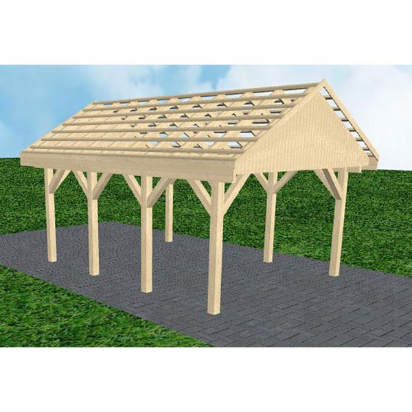 Carport Meldorf KO Master Satteldach, ohne Rinne, ohne Pfannen