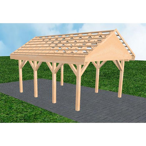 Carport Meldorf KO Perfect Satteldach, ohne Rinne, ohne Pfannen