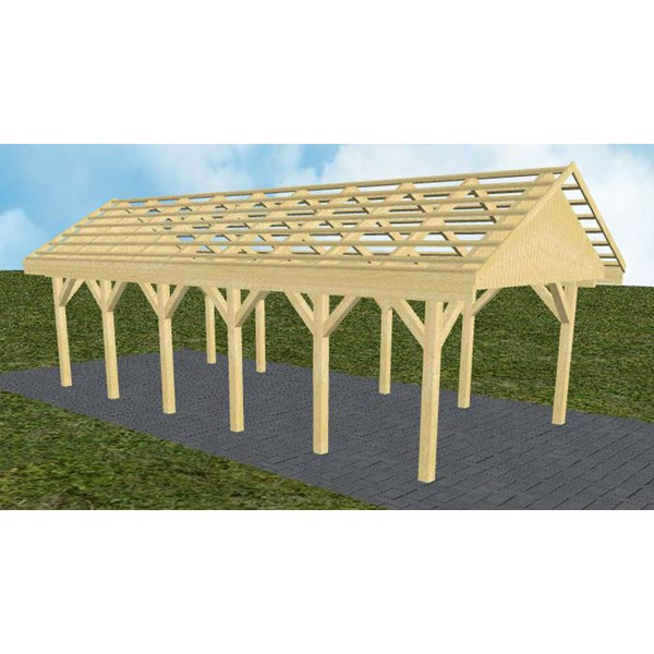 Carport Meldorf LO Classic Satteldach, ohne Rinne, ohne Pfannen