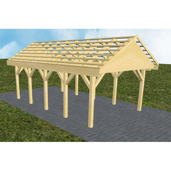 Carport Meldorf MO Classic Satteldach, ohne Rinne, ohne Pfannen