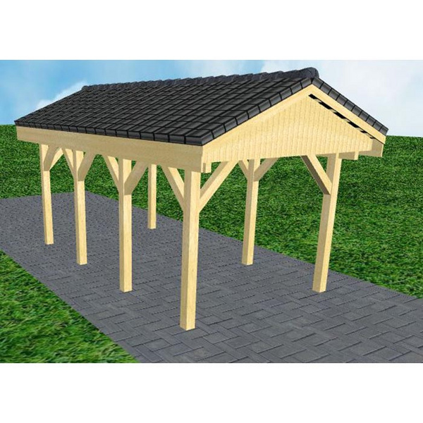 Carport Wedel KD Classic Satteldach, inkl. Pfannen und Rinne