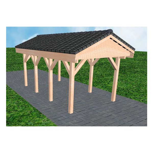 Carport Wedel KD Natur Satteldach, inkl. Pfannen und Rinne