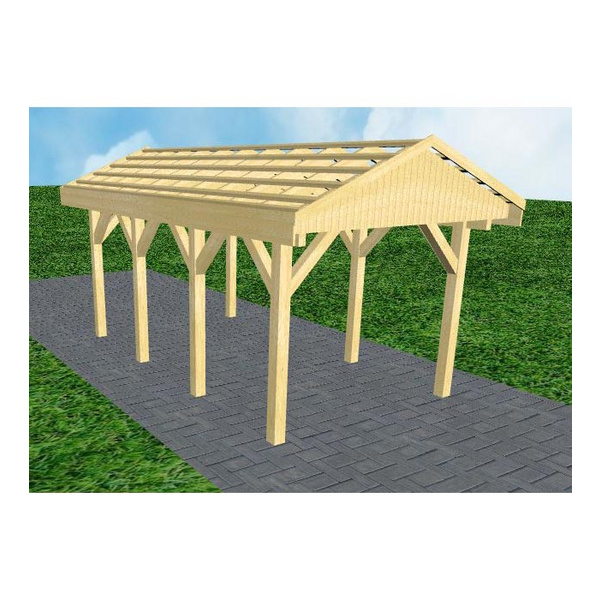 Carport Wedel KO Classic Satteldach, ohne Rinne, ohne Pfannen