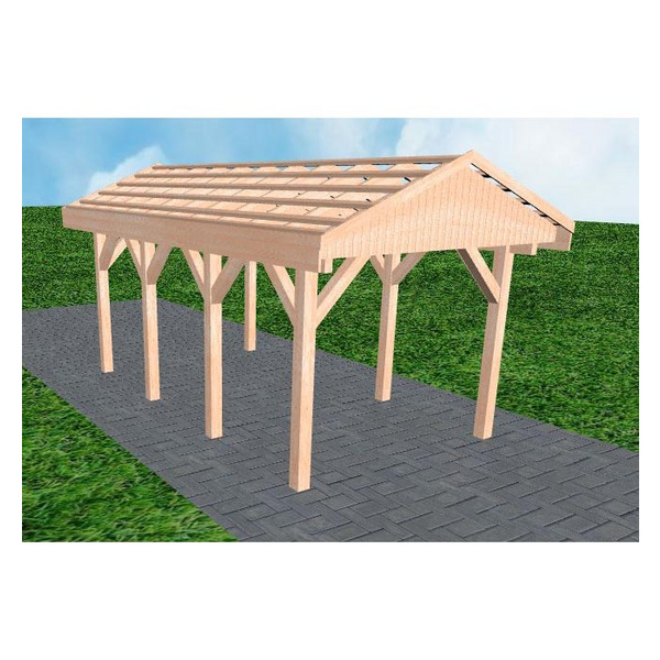 Carport Wedel KO Natur Satteldach, ohne Rinne, ohne Pfannen