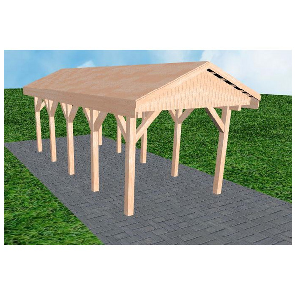 Carport Wedel MG Natur Satteldach, vorb.f. Gründach