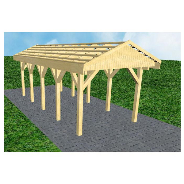 Carport Wedel MO Classic Satteldach, ohne Rinne, ohne Pfannen