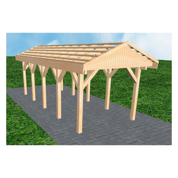 Carport Wedel MO Perfect Satteldach, ohne Rinne, ohne Pfannen