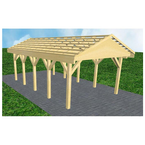 Carport Wismar MO Classic Satteldach, ohne Rinne, ohne Pfannen