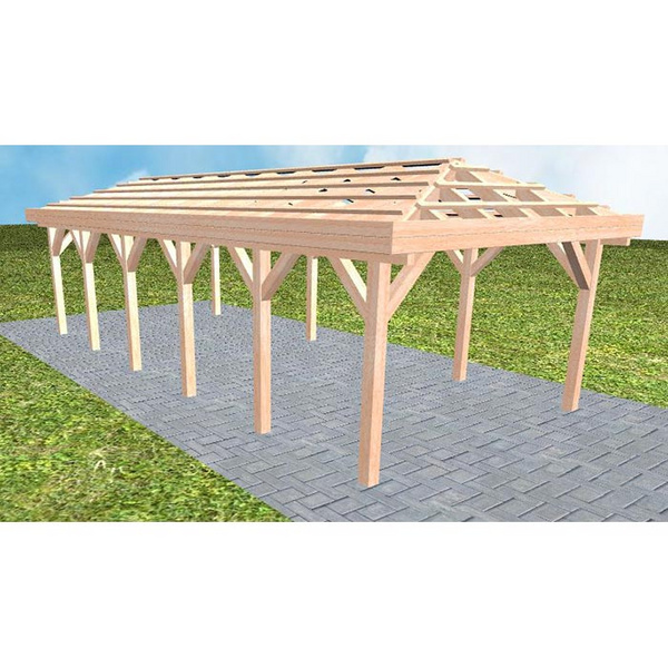 Carport Kampen LO Natur ohne Pfannen, ohne Rinne