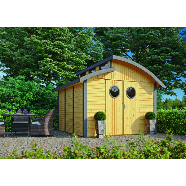 Gerätehaus Nautic 30/30 Eiche RAL 1028 / Anthrazit RAL 7016