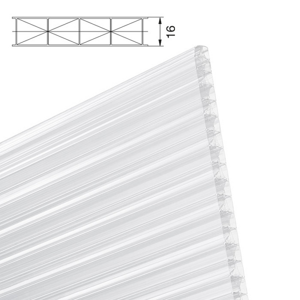 PC Doppelstegplatten, x -Struktur, 16 mm Klar