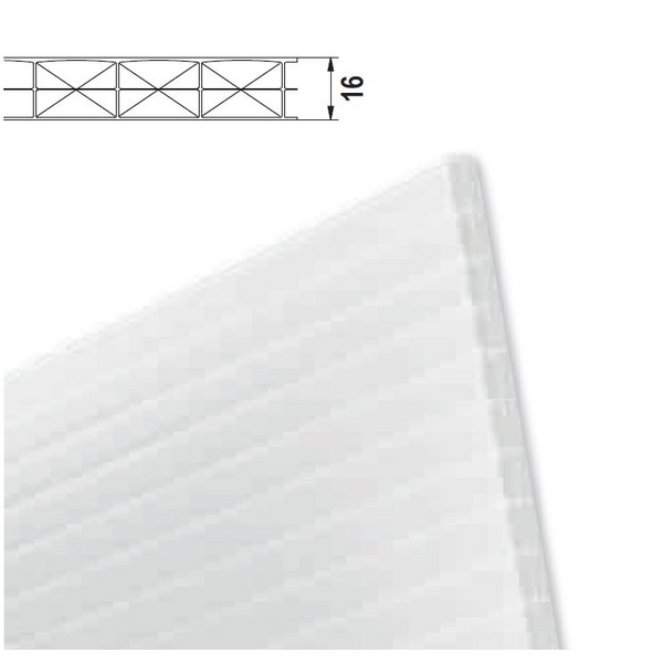 PC Doppelstegplatten, x -Struktur, 16 mm Opal-Weiß