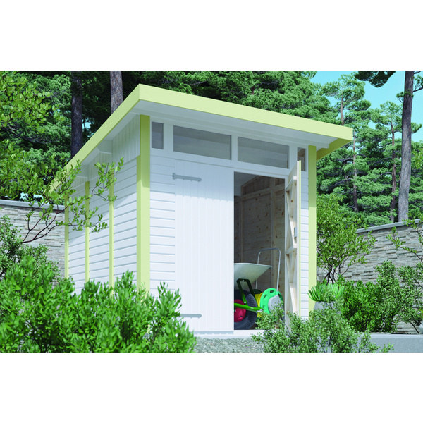 Gerätehaus Vestervik 22/23 Weiß RAL 9016 / Anthrazit RAL 7016