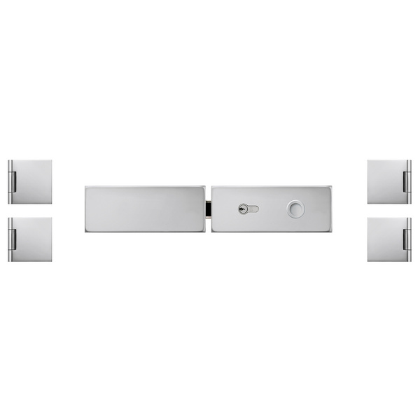 Glastürbeschlag-Set (Schlosskasten + Bänder) 2-flügelig "Square 3.0"