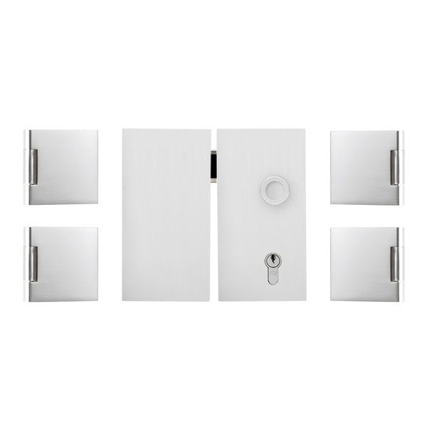 Glastürbeschlag-Set (Schlosskasten + Bänder) 2-flügelig "Impuls 2.1"