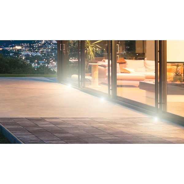 TerraLight Basis 4er-Set: 4 x TerraLight LED-Spot rund Ø 60, edelstahl V4A gebürstelt, warmweiß