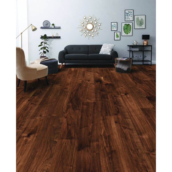 Klick-Designboden HDF Walnut Makay HotCoating-Lack Landhausdiele