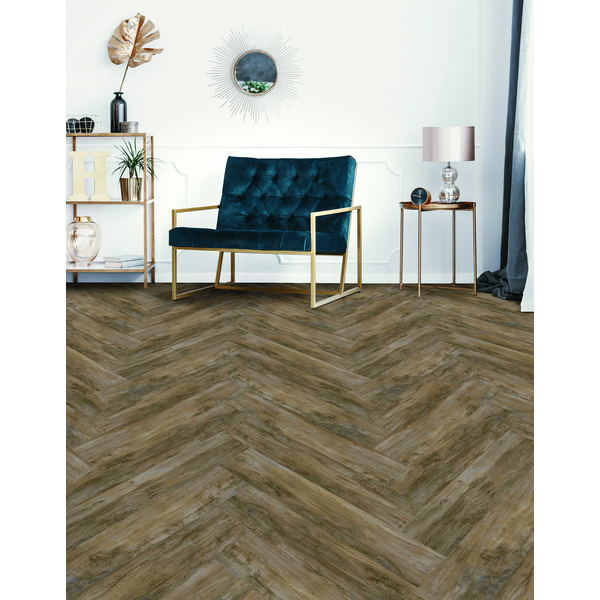 Klick-Vinylboden massiv Ulme Kaiman Fischgrät Fischgrät - Vinylan Prestige KF