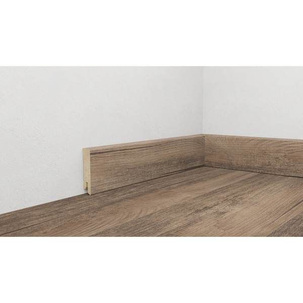 Fußleiste 60, Profil 6055 11 - Eiche burgund / Robinie Portland 2200x15x60mm