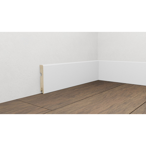 Fußleiste 80, Profil 6201 Weiß foliert (kubisch) 2200x15x80mm