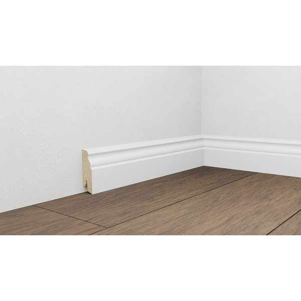 Fußleiste 58, Berliner Profil 6338 Weiß foliert 2200x18x58mm