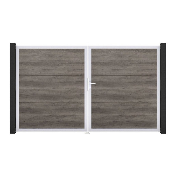 Tor Sichtschutzzaun 2-flügelig PVC Monument Oak "BasicLine"