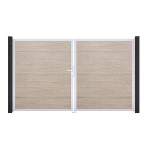 Tor Sichtschutzzaun 2-flügelig PVC Sheffield Oak "BasicLine"