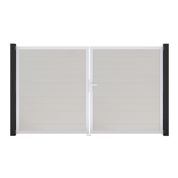 Tor Sichtschutzzaun 2-flügelig PVC Weiß "BasicLine Schmal"