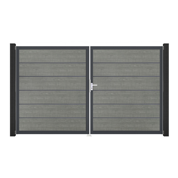 Tor Sichtschutzzaun 2-flügelig PVC Grey Ash Cut "BasicLine Premium"