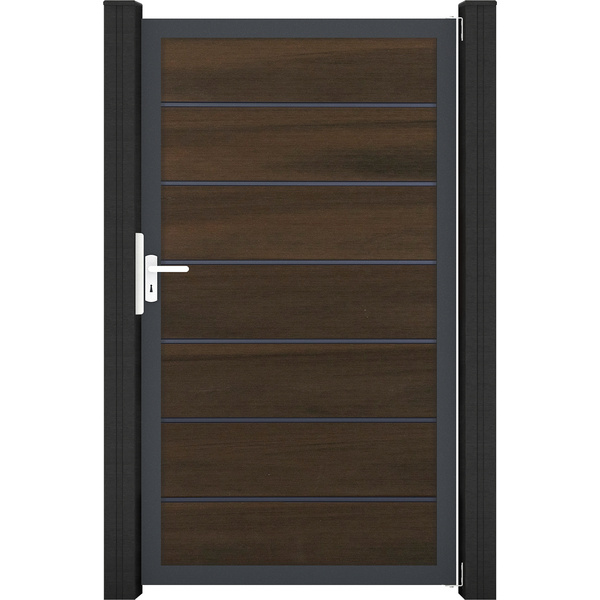 Tor BPC Walnuss Alu- Rahmen DB 703 "Solid Grande Premium"