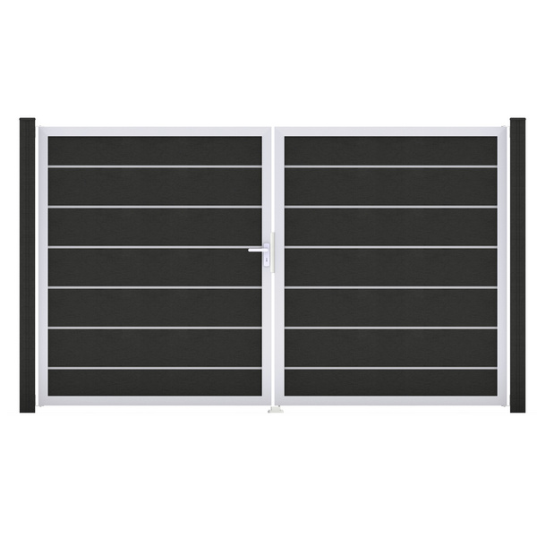 Tor Sichtschutzzaun 2-flügelig BPC Anthrazitgrau "Solid Grande Premium"