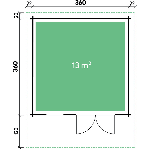 Gartenhaus Lisa 44-B isolierverglast XL mit Farbbehandlung Felsgrau