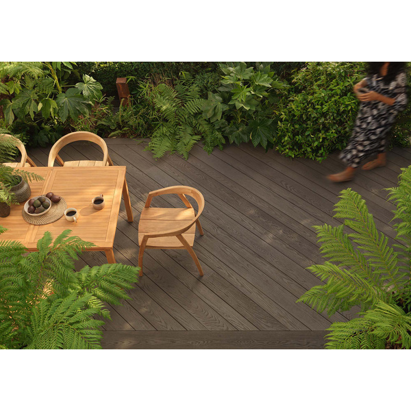 Terrassendiele RMC massiv Ebony Grey einseitig Holzstruktur - 32 x 126 mm