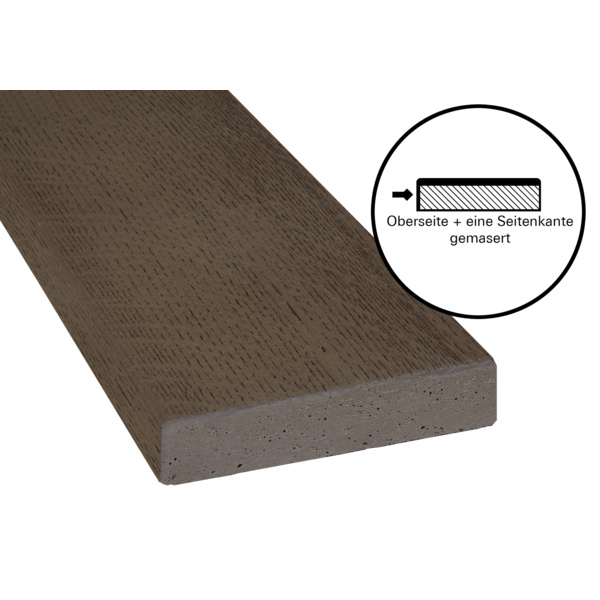 Terrassendiele RMC massiv Ebony Grey einseitig Holzstruktur - 32 x 126 mm