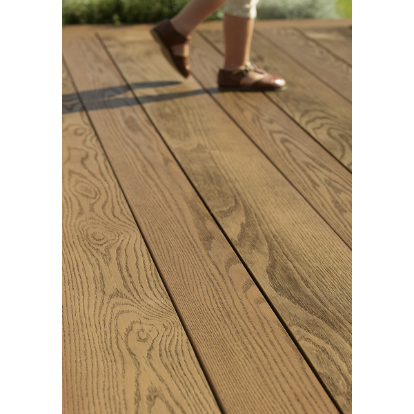 Terrassendiele RMC massiv Coppered Oak einseitig Holzstruktur - 32 x 126 mm