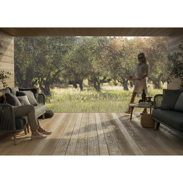Terrassendiele RMC massiv Golden Oak einseitig Holzstruktur - 32 x 126 mm