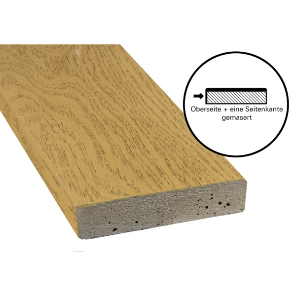 Terrassendiele RMC massiv Golden Oak einseitig Holzstruktur - 32 x 126 mm