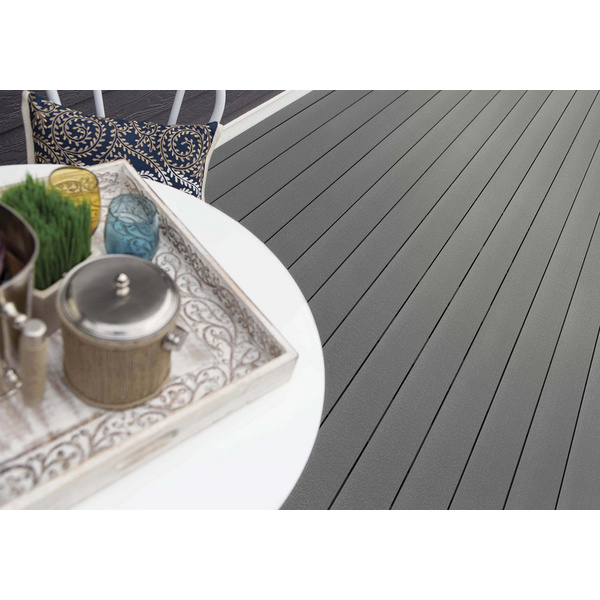 Terrassendiele WPC massiv Maritime Gray einseitig gebürstet, längsseitige Nut, Prime - 24 x 136 mm