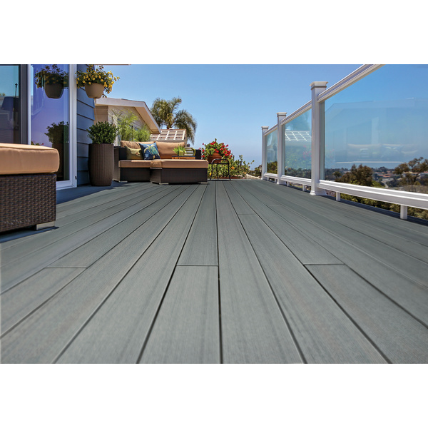 Terrassendiele WPC massiv Sea Salt Grey einseitig gebürstet, längsseitige Nut, Prime+ - 24 x 136 mm
