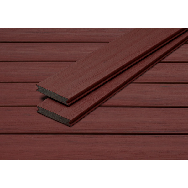 Terrassendiele WPC massiv Red Padouk einseitig Holzstruktur, längsseitige Nut, Piazza PRO - 25 x 140 mm