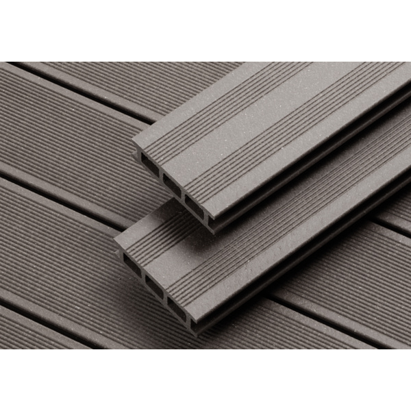 Terrassendiele WPC Hohlkammer Braun einseitig französisches Profil, einseitig genutet, längsseitige Nut - 28 x 127,5 mm