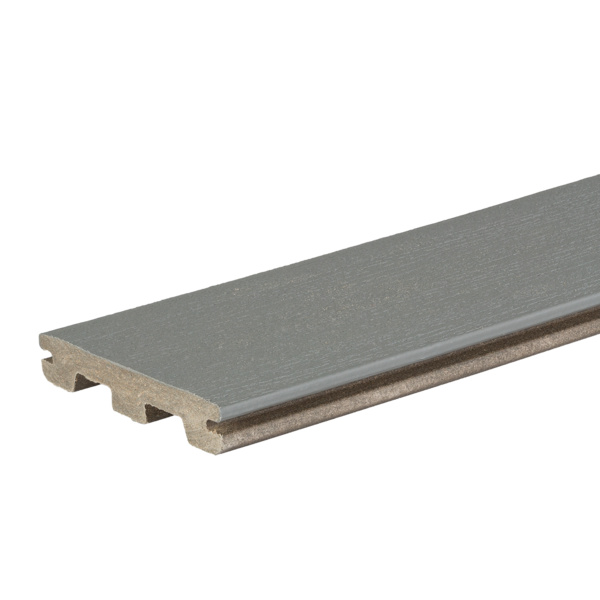 Terrassendiele WPC massiv Maritime Gray einseitig gebürstet, längsseitige Nut, Prime - 24 x 136 mm