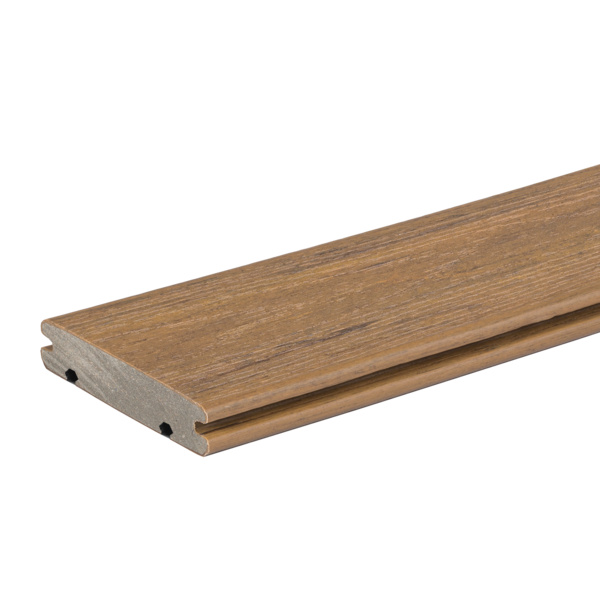 Terrassendiele WPC massiv Antique Leather einseitig gebürstet, unterseitige Nut, Reserve QLICK - 24 x 136 mm