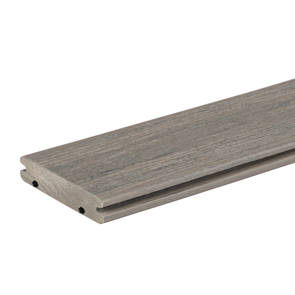Terrassendiele WPC massiv Driftwood einseitig gebürstet, unterseitige Nut, Reserve QLICK - 24 x 136 mm