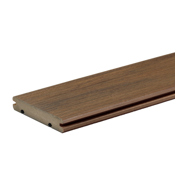 Terrassendiele WPC massiv Pecan einseitig handgehobelt, unterseitige Nut, Legacy Pecan QLICK - 24 x 136 mm