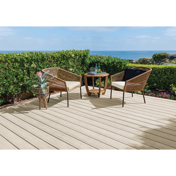 Terrassendiele WPC massiv Reclaimed Chestnut einseitig gebürstet, unterseitige Nut, Reserve QLICK - 24 x 136 mm