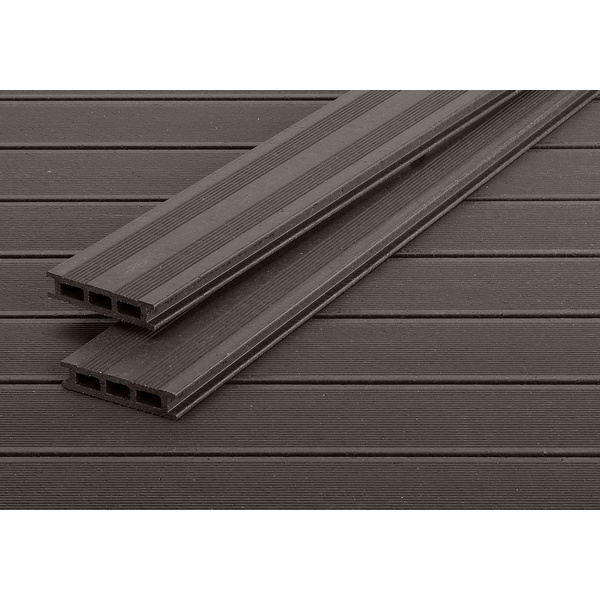 Terrassendiele WPC Hohlkammer Braun einseitig französisches Profil, einseitig genutet - 28 x 127.5 mm