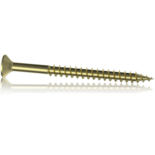 Spanplattenschraube R2 plus Flachsenkkopf TX TG  Stahl gelb verzinkt gleitbeschichtet Schneidkante