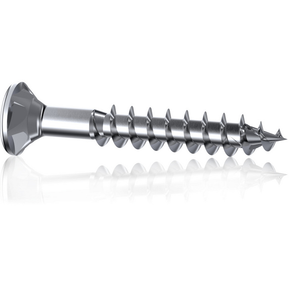 Holz-Fassadenschraube Linsensenkkopf Frästaschen SIT 20 TG SPI-Spitze  Edelstahl A2 gebeizt passiviert gleitbeschichtet inkl. Bit